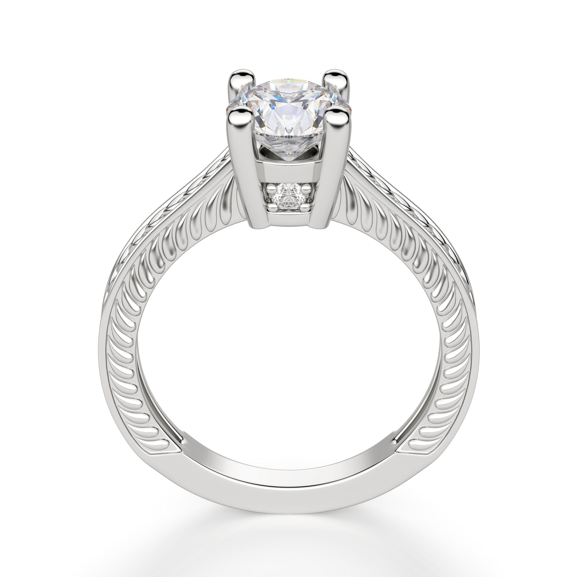 Brilliant Round Cut Art Deco Moissanite Engagement Ring