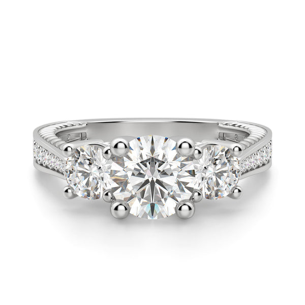 Cushion Cut Three Stone Lab Grown Diamond  Engagement Ring