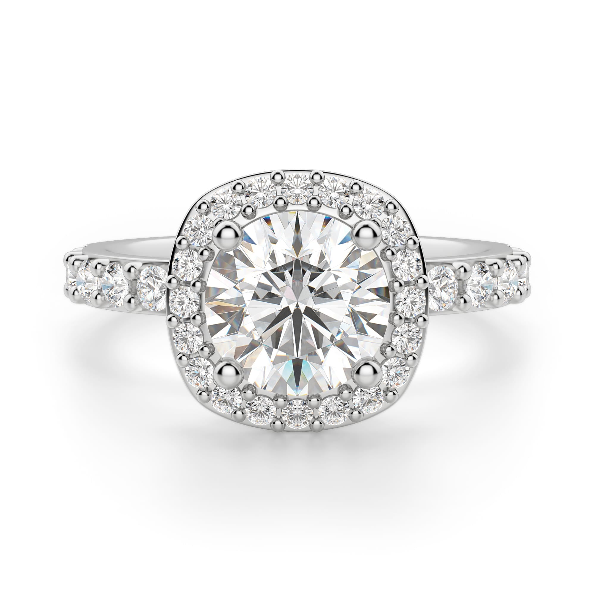 Brilliant Round Cut Halo Moissanite Engagement Ring