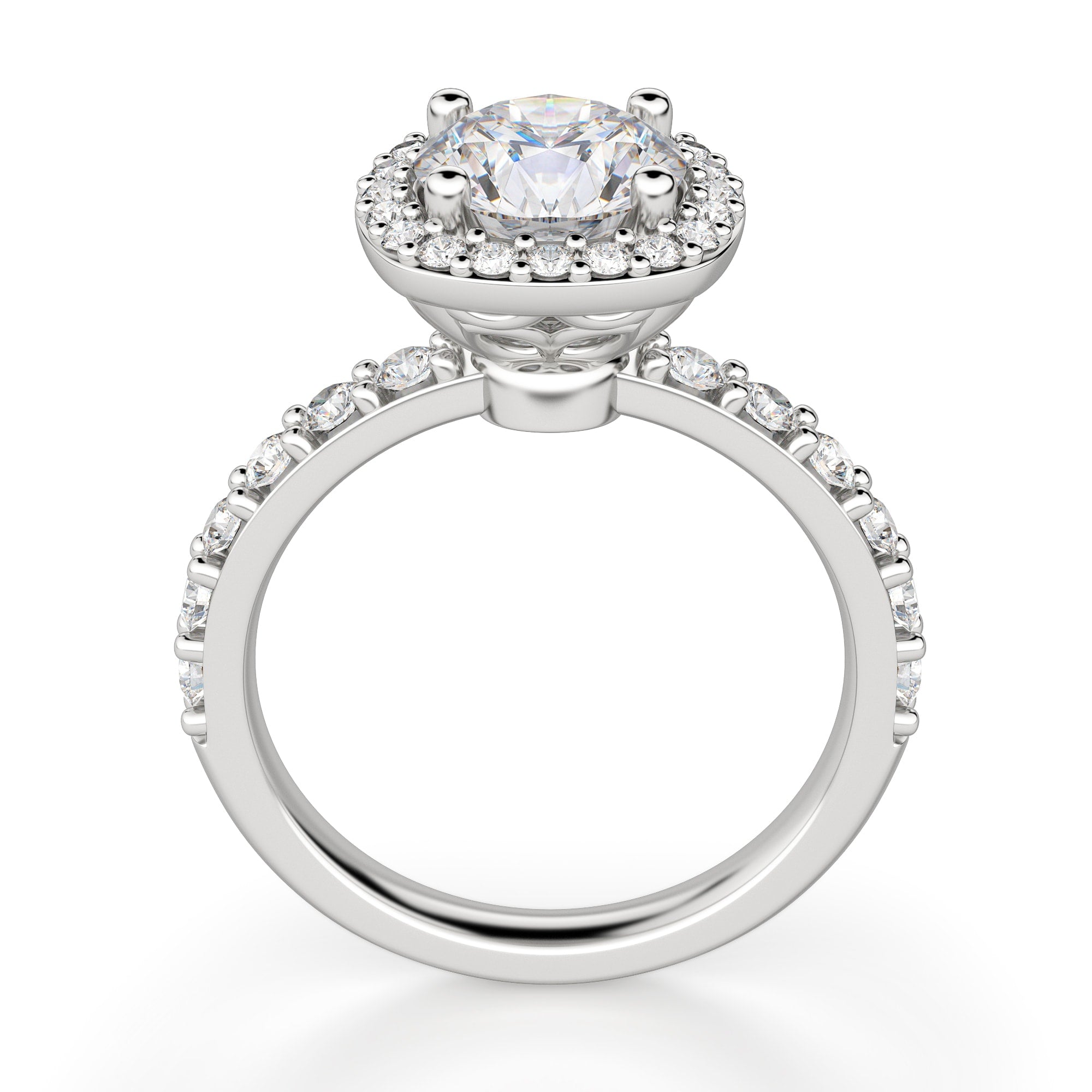 Brilliant Round Cut Halo Moissanite Engagement Ring