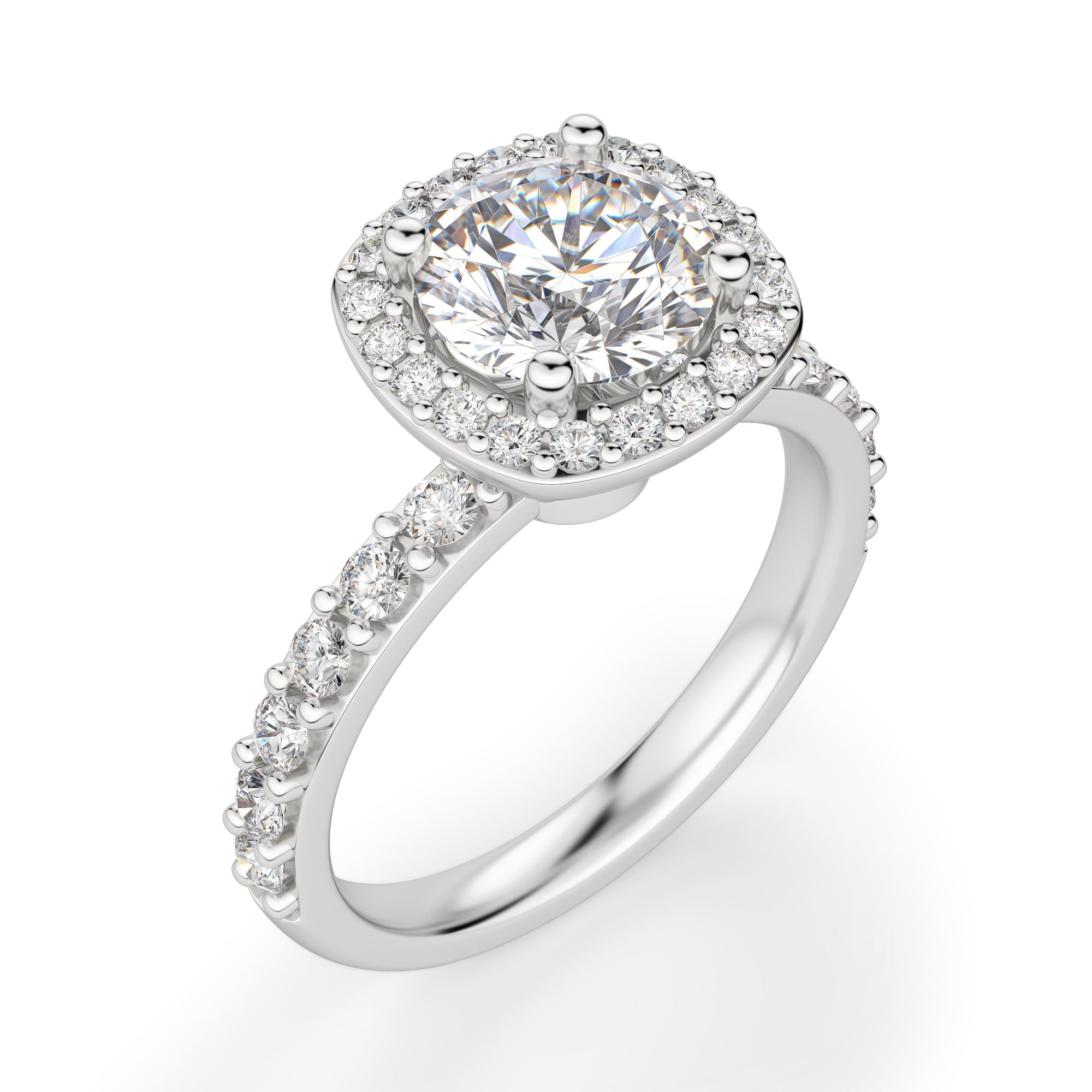 Brilliant Round Cut Halo Moissanite Engagement Ring