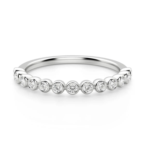 Round Cut Bezel Set Matching Wedding Band