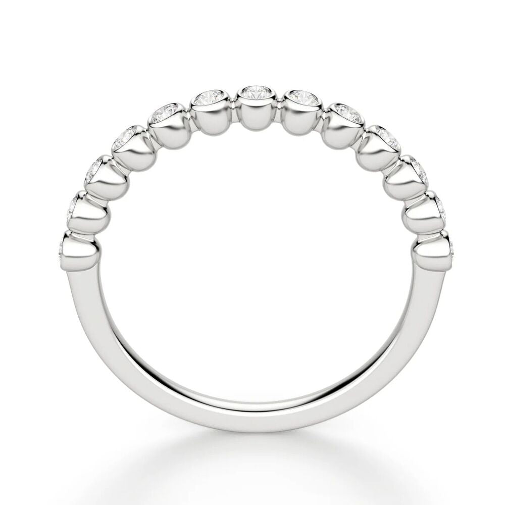 Moissanite Round Cut Bezel Set Half Eternity Wedding Band