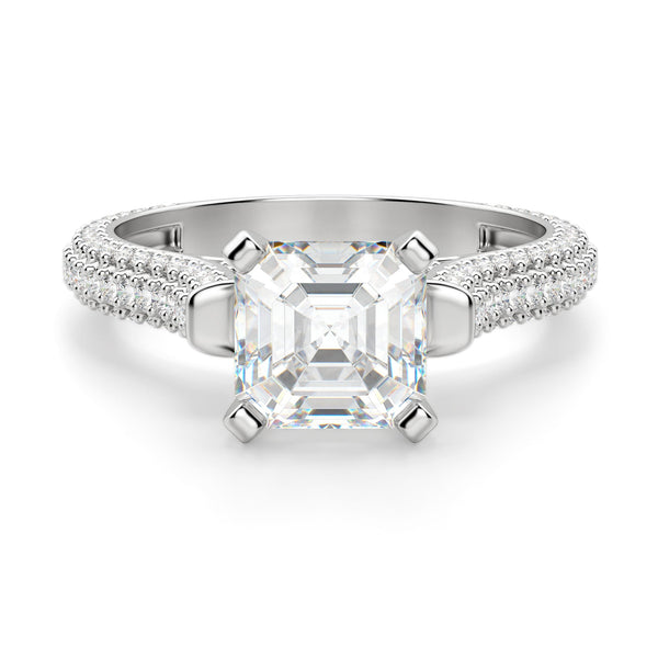 Asscher Cut Micro Pave Set Engagement Ring