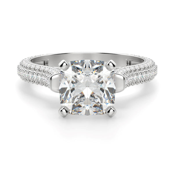 Cushion Cut Micro Pave Set Engagement Ring