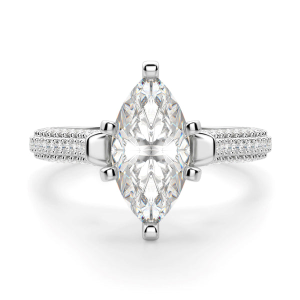 Marquise Cut Micro Pave Set Moissanite Engagement Ring
