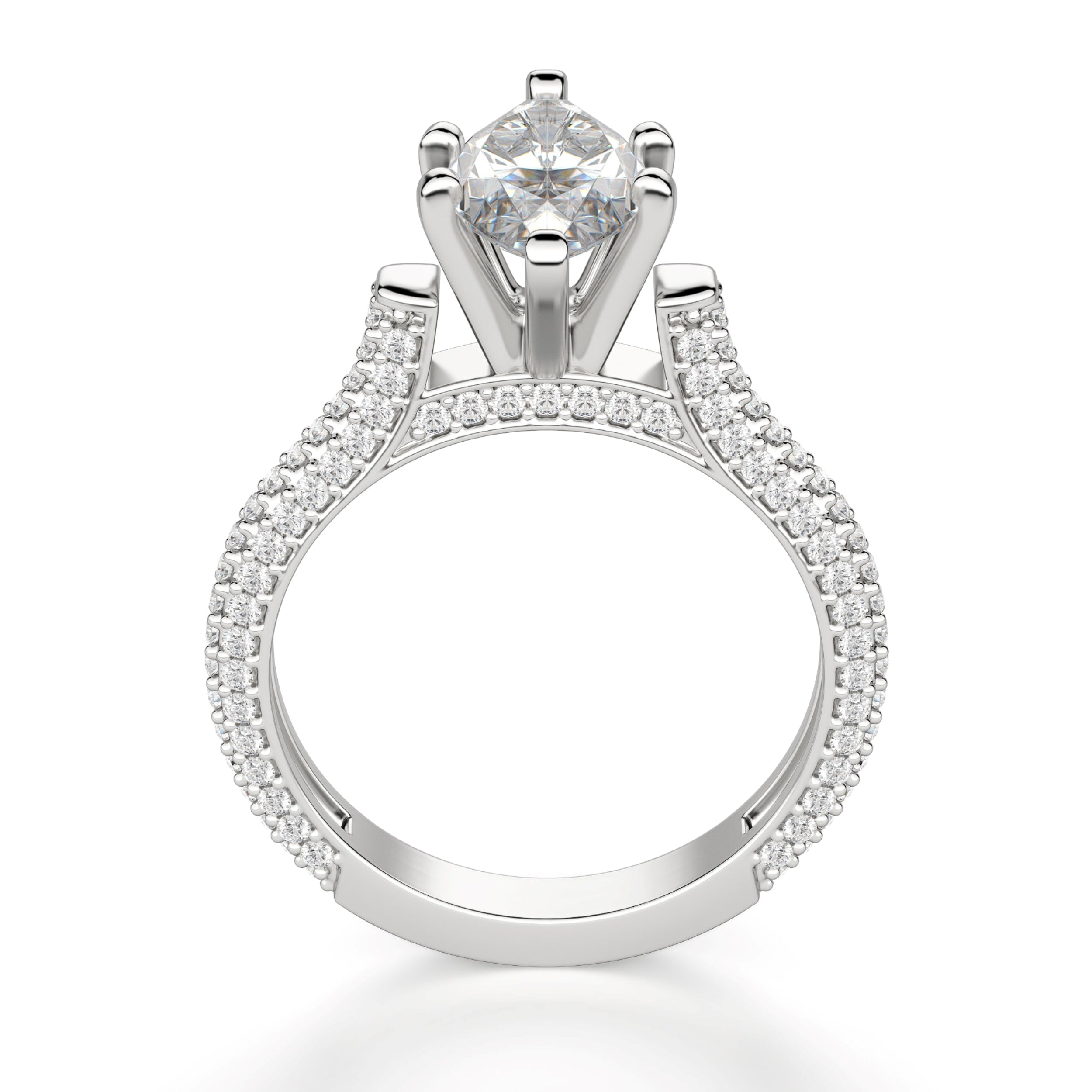 Marquise Cut Micro Pave Set Moissanite Engagement Ring