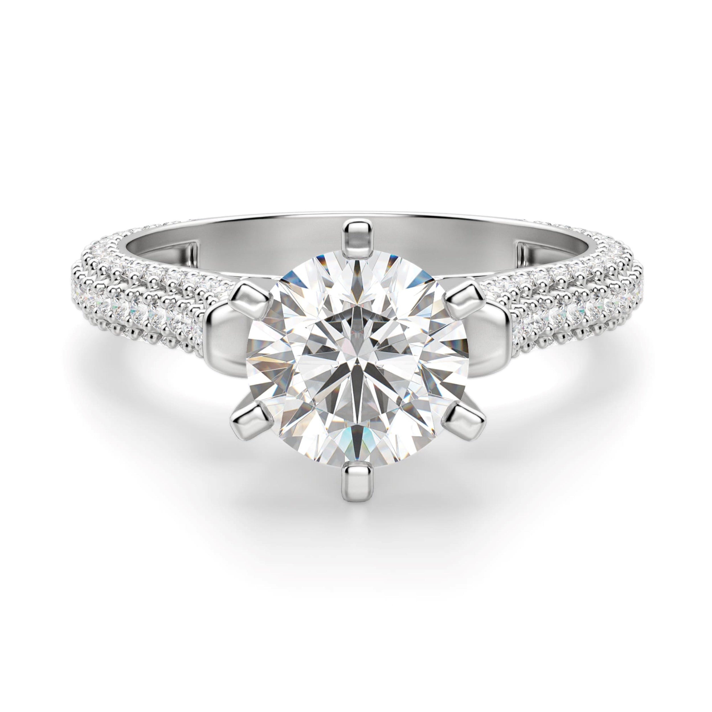 Round Cut Micro Pave Set Engagement Rings