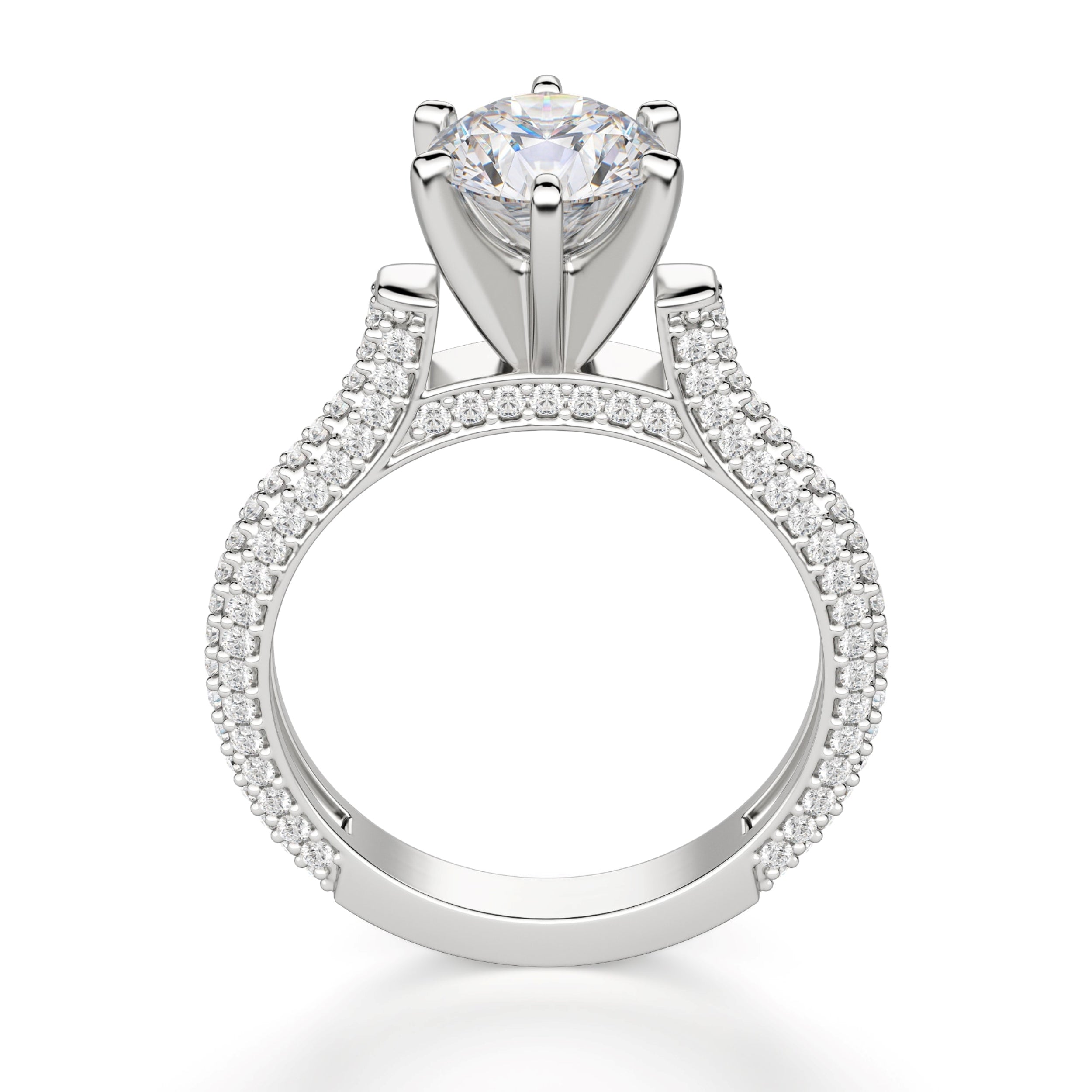 Round Cut Micro Pave Set Engagement Rings