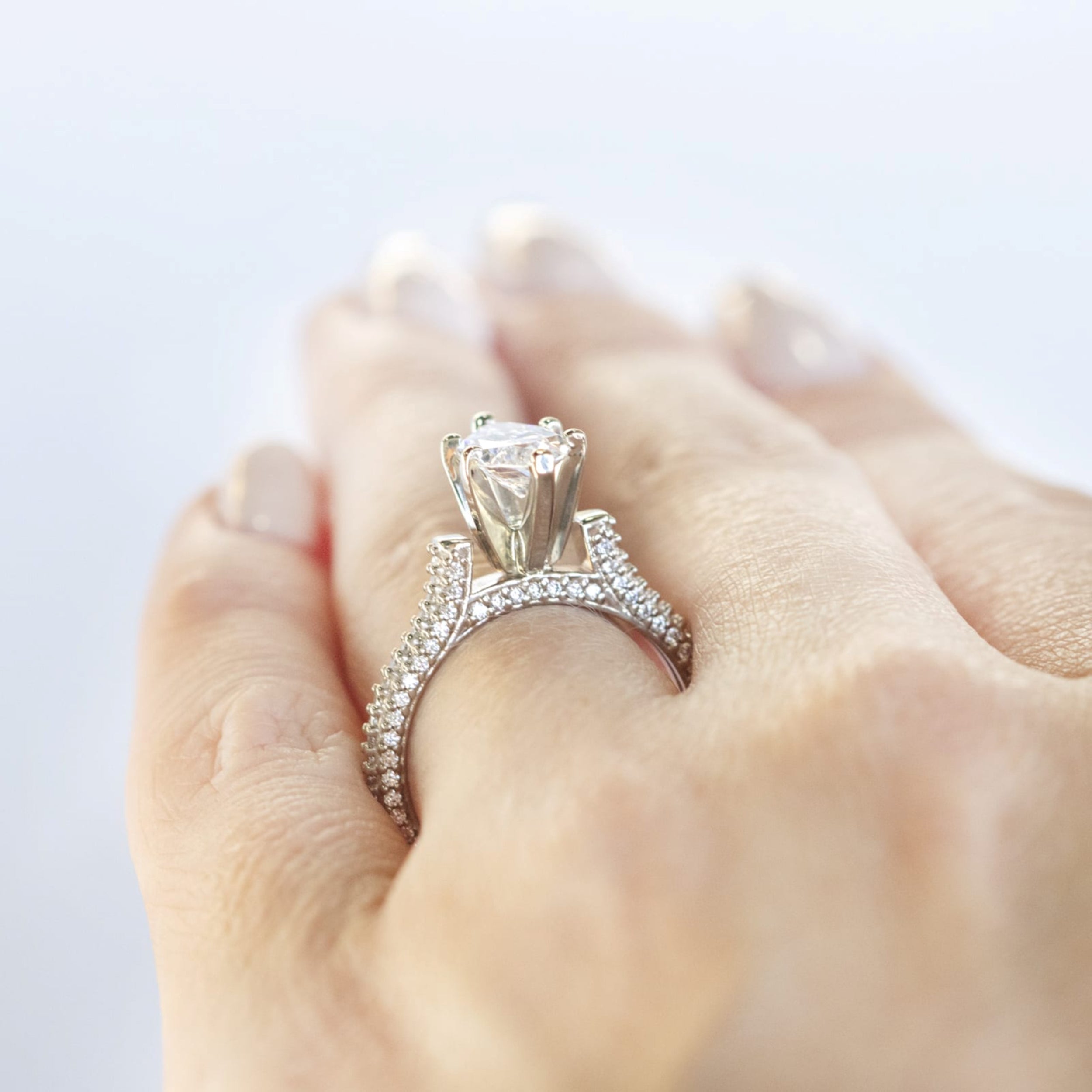 Marquise Cut Micro Pave Set Moissanite Engagement Ring