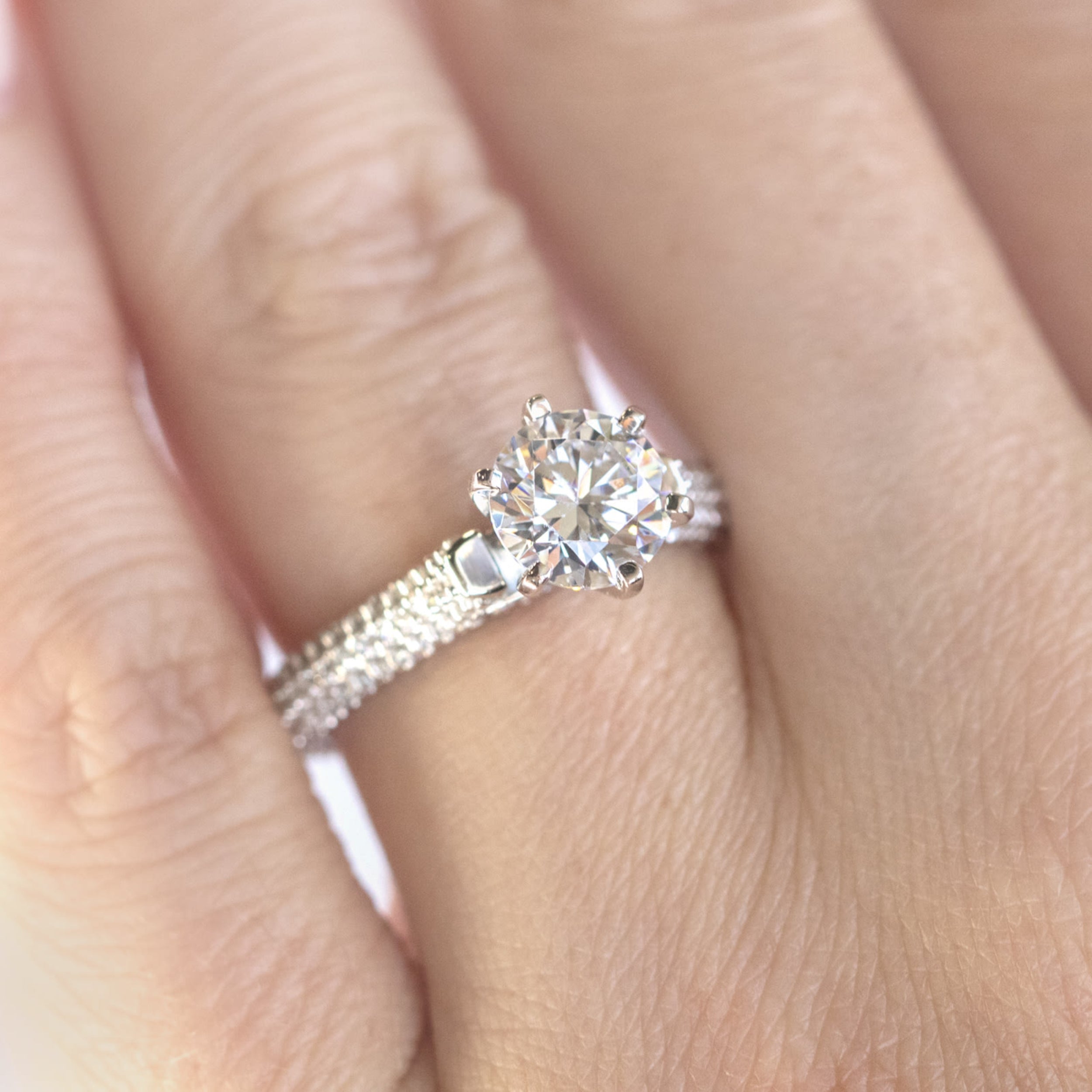 Round Cut Micro Pave Set Engagement Rings