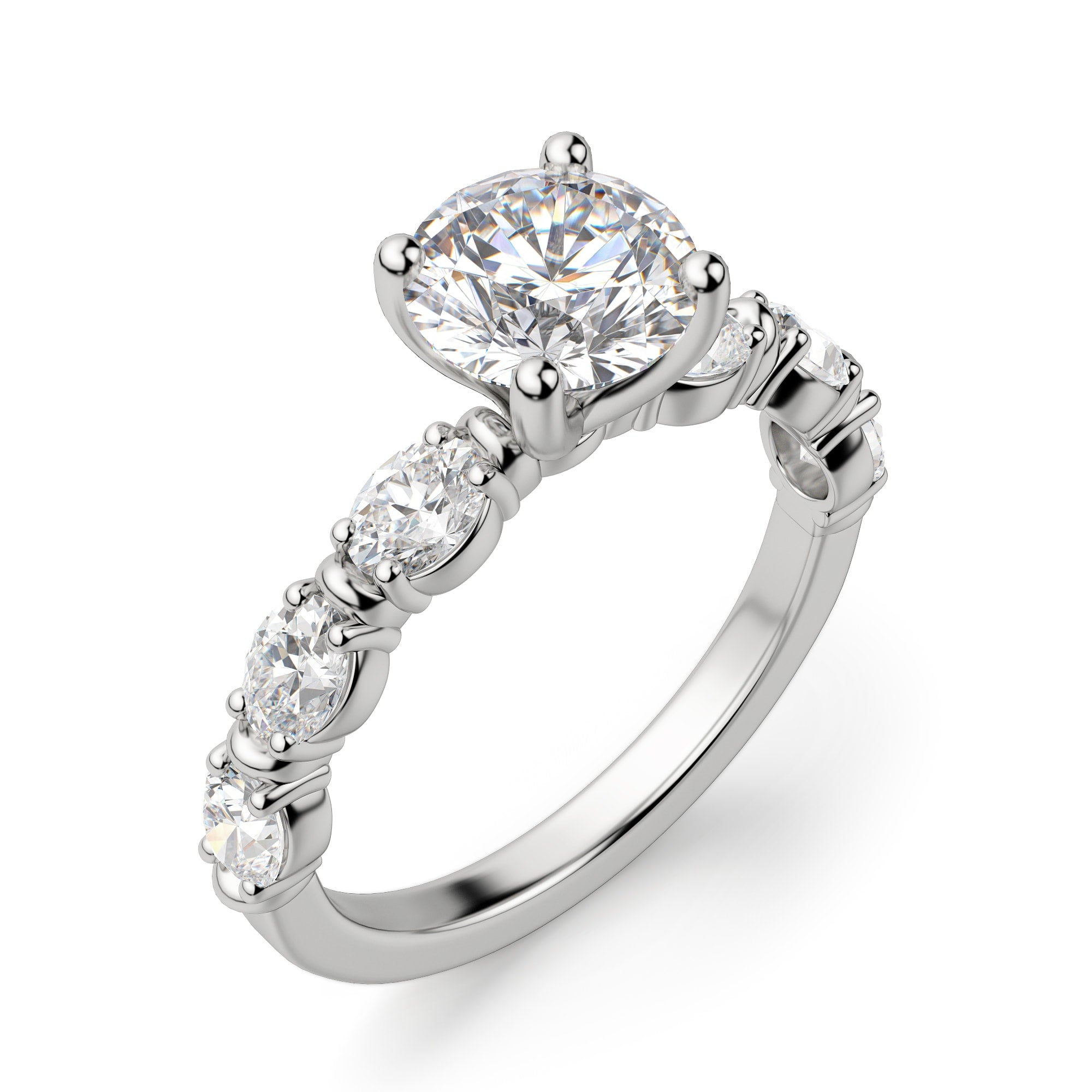 Brilliant Round Cut Pave Set Vintage Engagement Ring