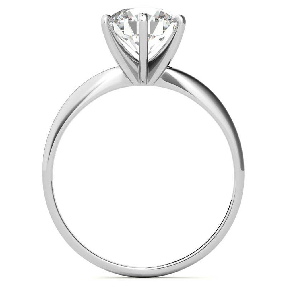 Round Cut Moissanite Six Prong Solitaire Engagement Ring