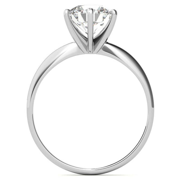 Round Cut Moissanite Six Prong Solitaire Engagement Ring