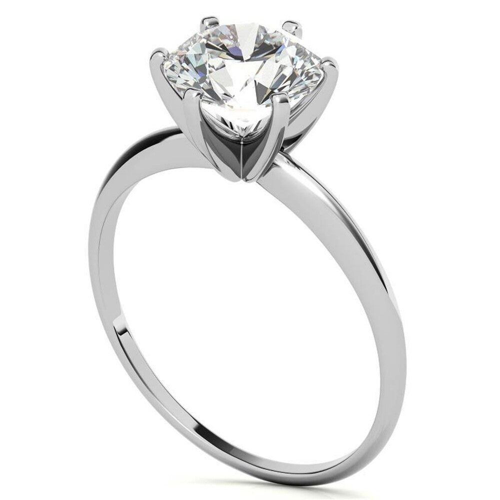 Round Cut Moissanite Six Prong Solitaire Engagement Ring