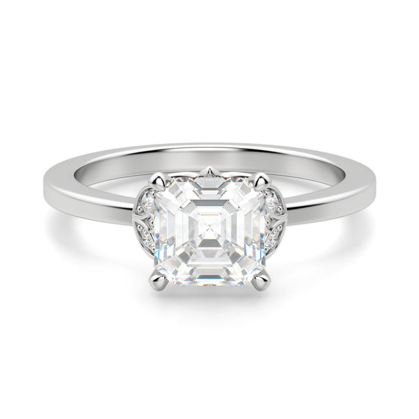 Moissanite Asscher Cut Art Deco Engagement Ring