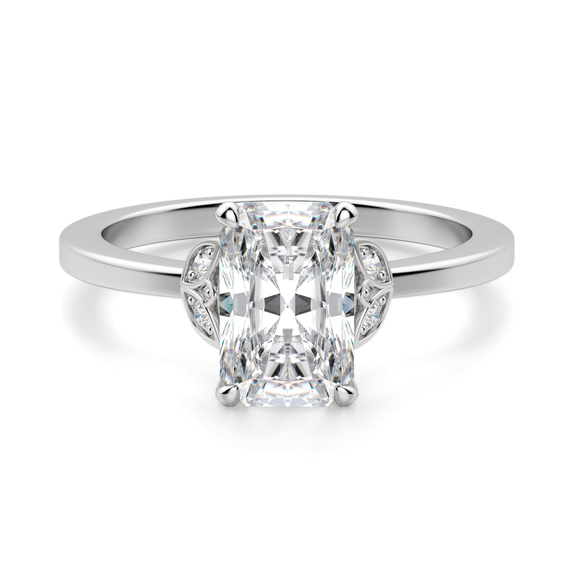 Radiant Cut Art Deco Moissanite Engagement Ring