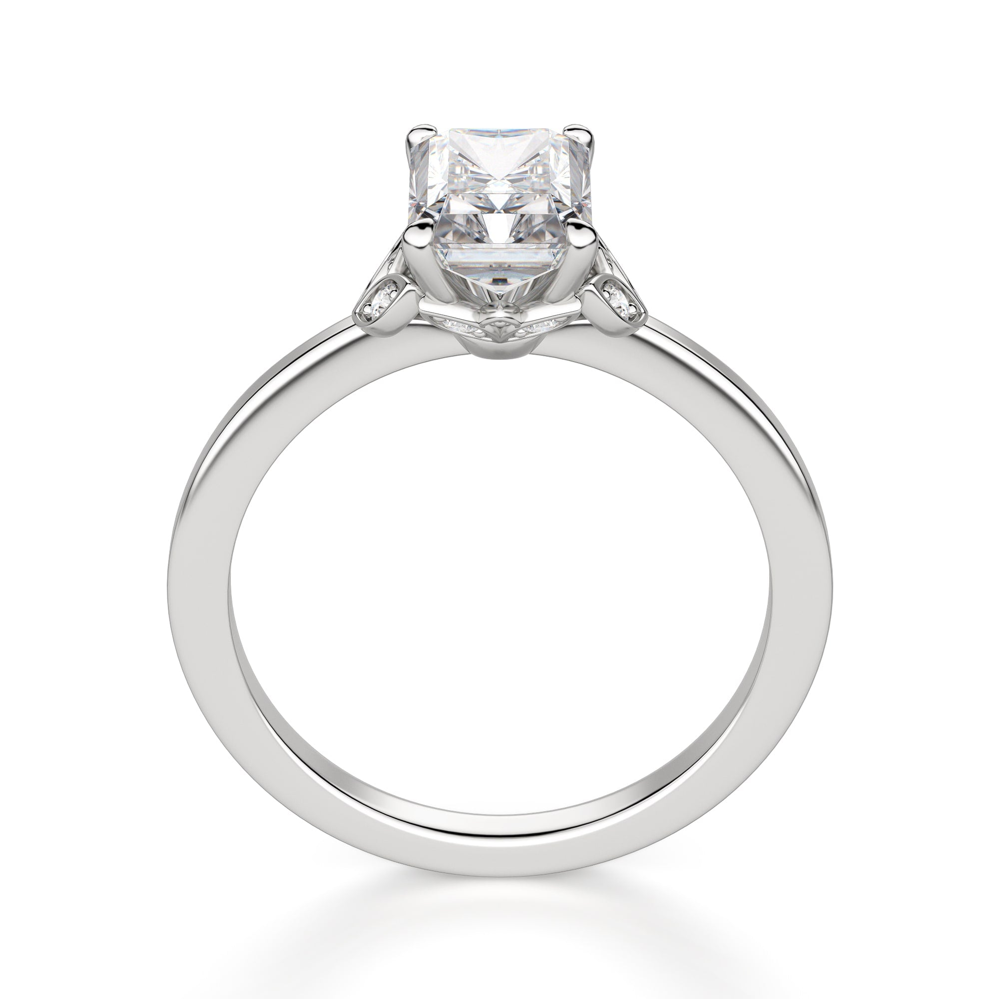 Radiant Cut Art Deco Moissanite Engagement Ring