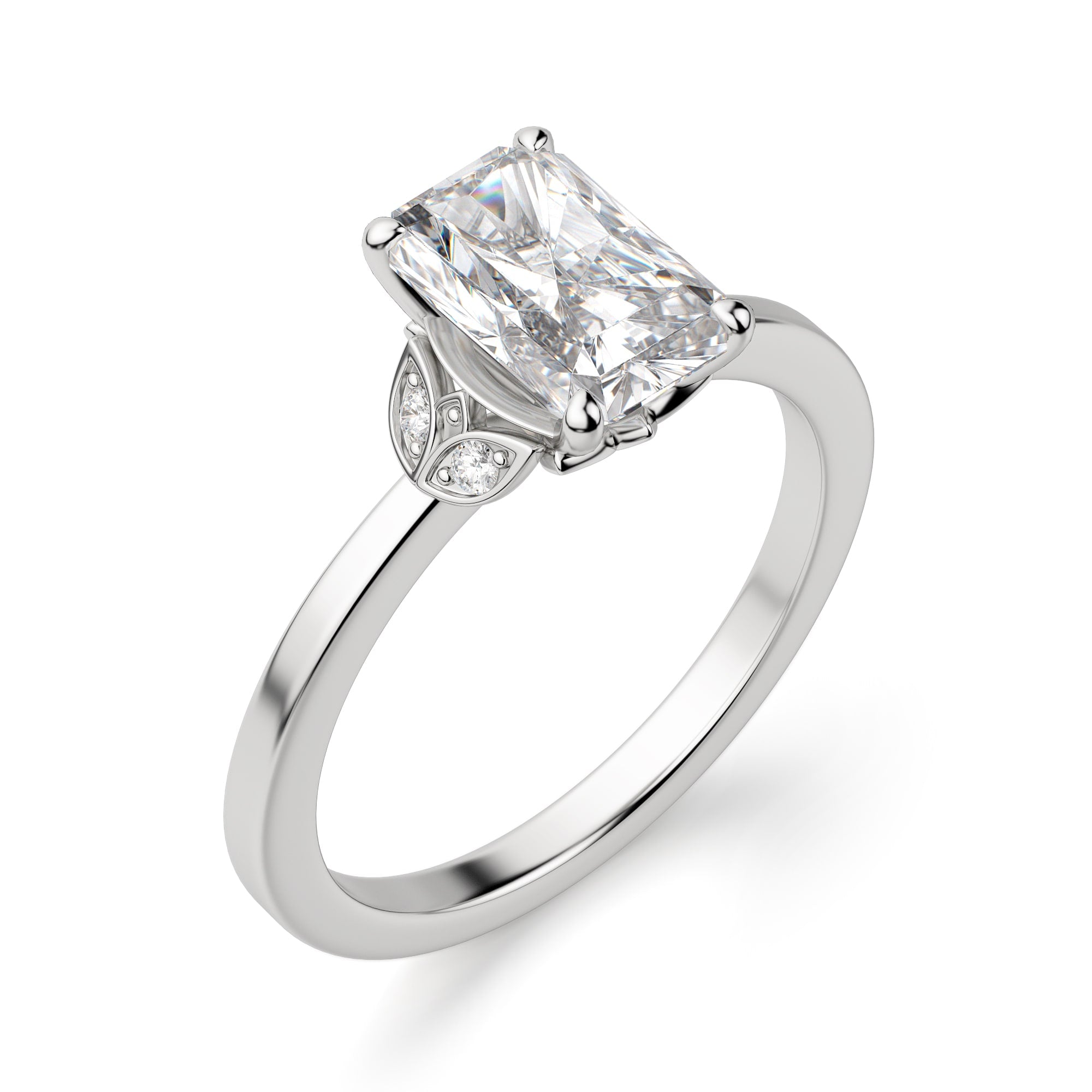 Radiant Cut Art Deco Moissanite Engagement Ring