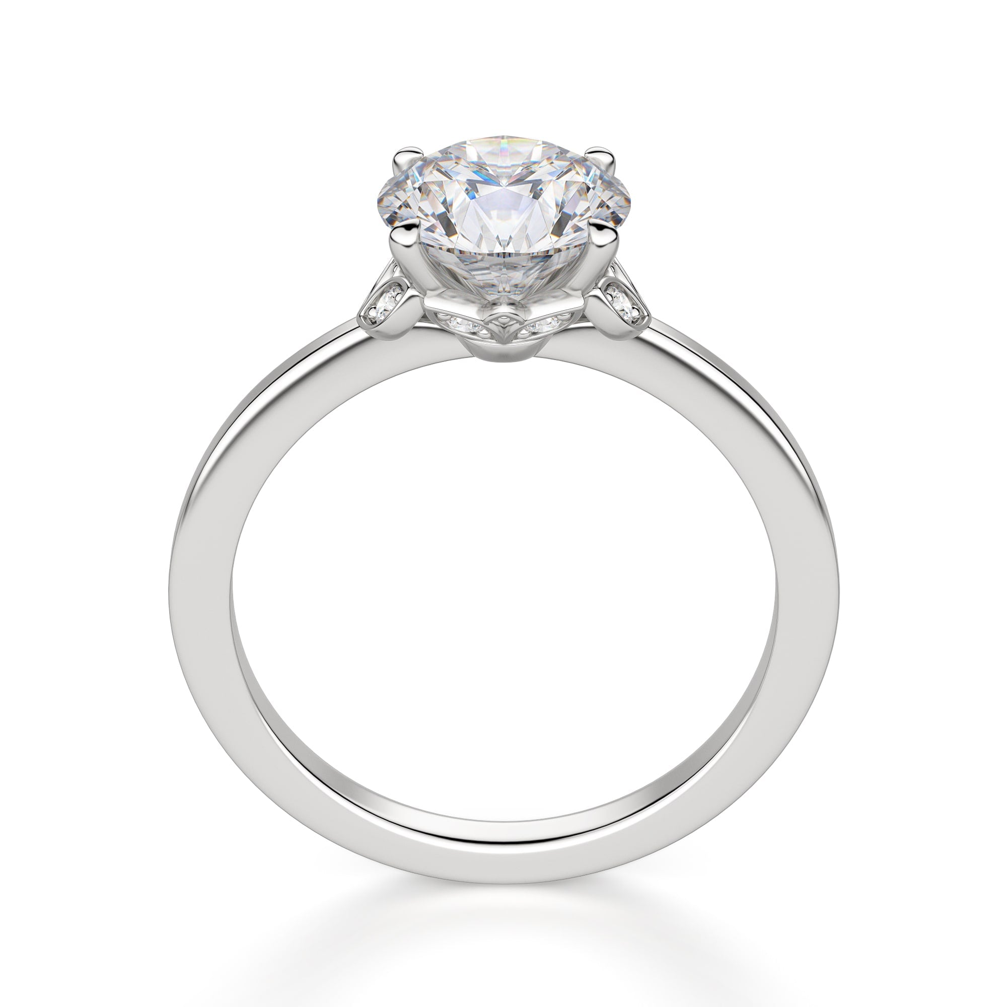 Brilliant Round Cut Art Deco Moissanite Engagement Ring