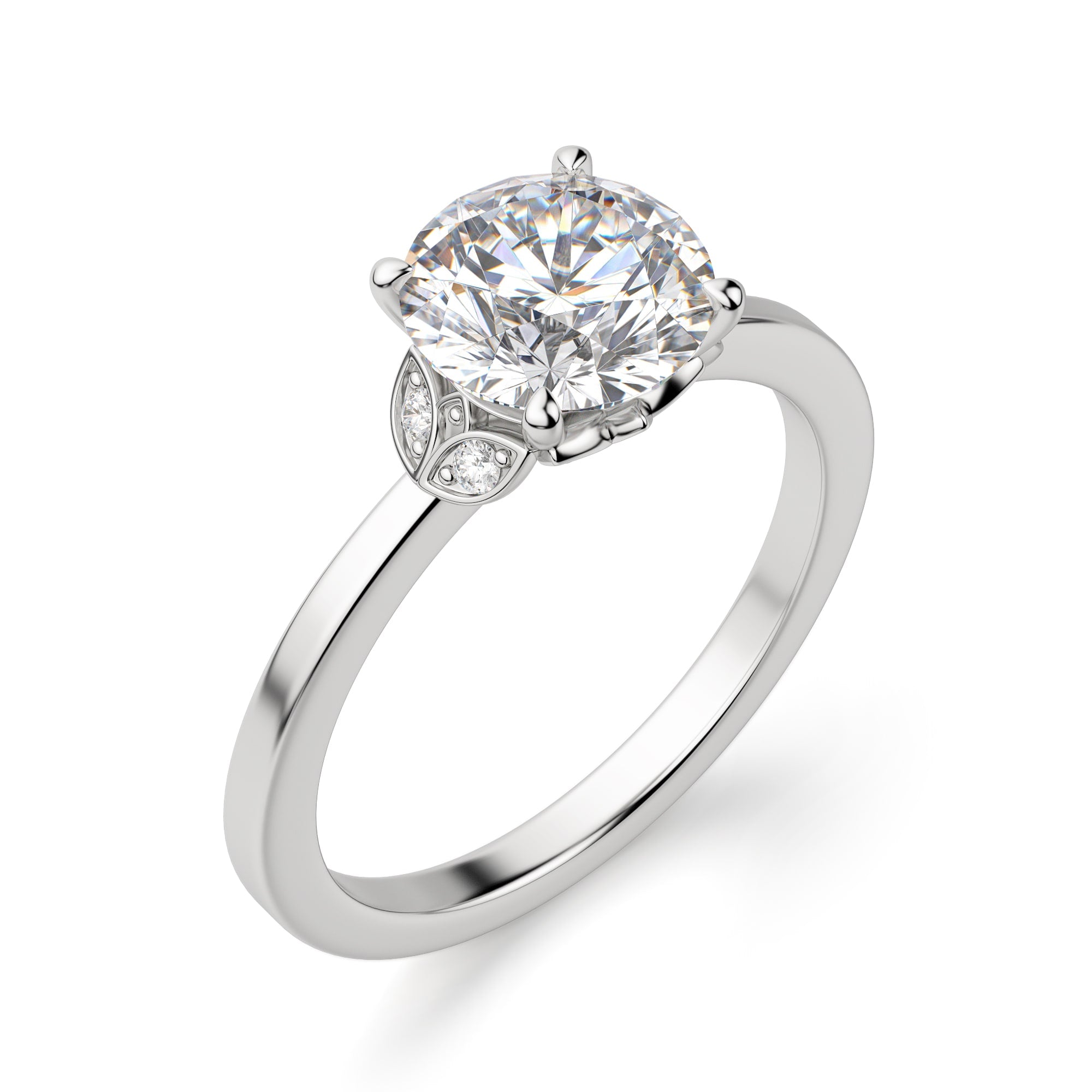 Brilliant Round Cut Art Deco Moissanite Engagement Ring