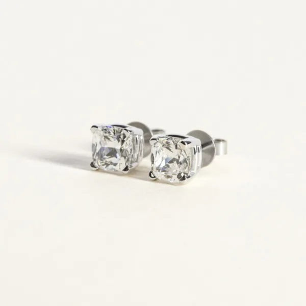 Cushion Cut Solitaire Push Back Stud Earrings