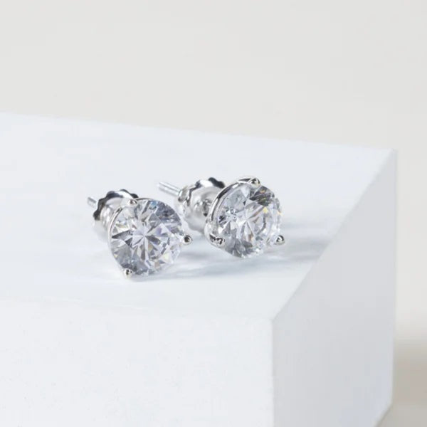 Brilliant Round Cut Screw Back Stud Earrings