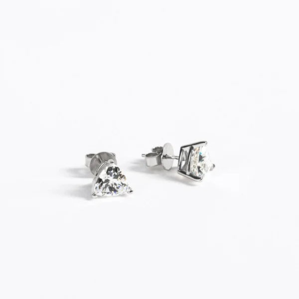 Basket Set Trillion Cut Push Back Stud Earrings