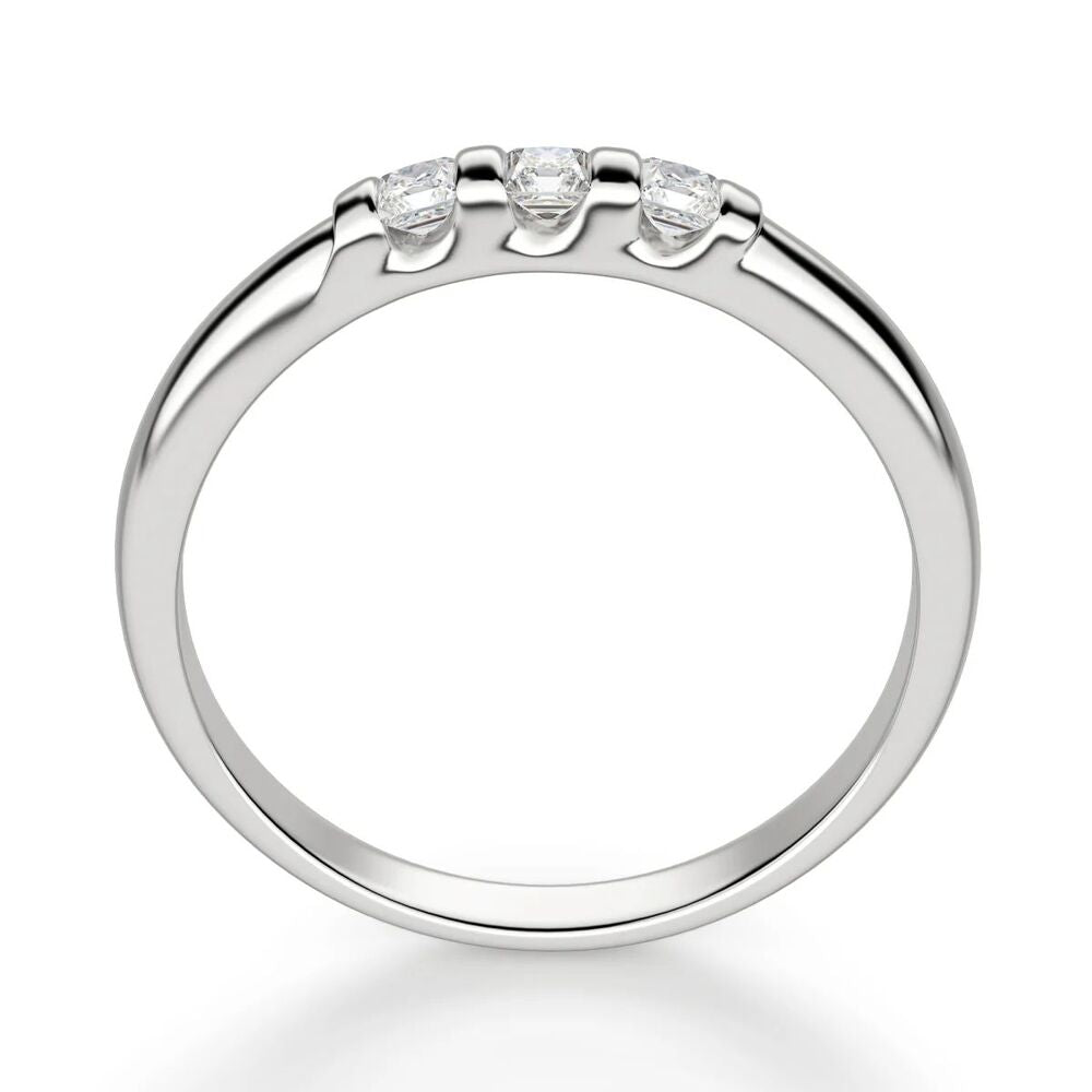 Princess Cut Colorless Moissanite Three Stone Eternity Wedding Band