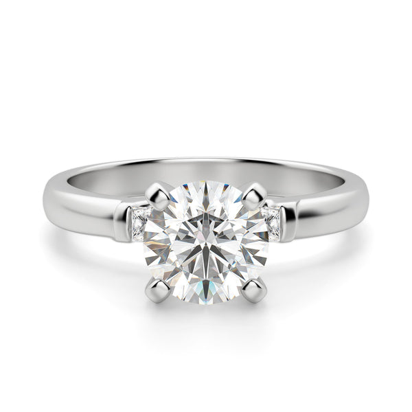Brilliant Round Cut Three Stone Moissanite Diamond Ring