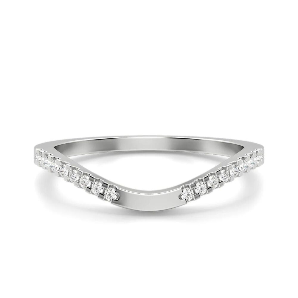 Round Cut Curved Style Moissanite Wedding Band For Women