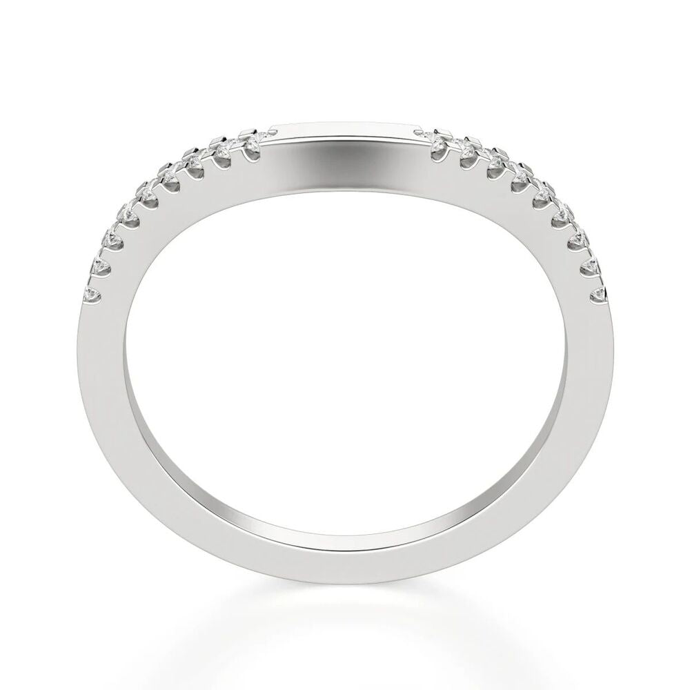 Round Cut Curved Style Moissanite Wedding Band For Women