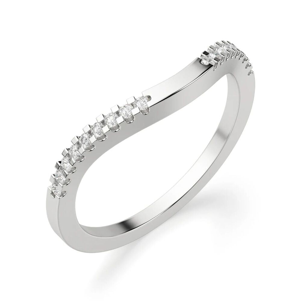 Round Cut Curved Style Moissanite Wedding Band For Women