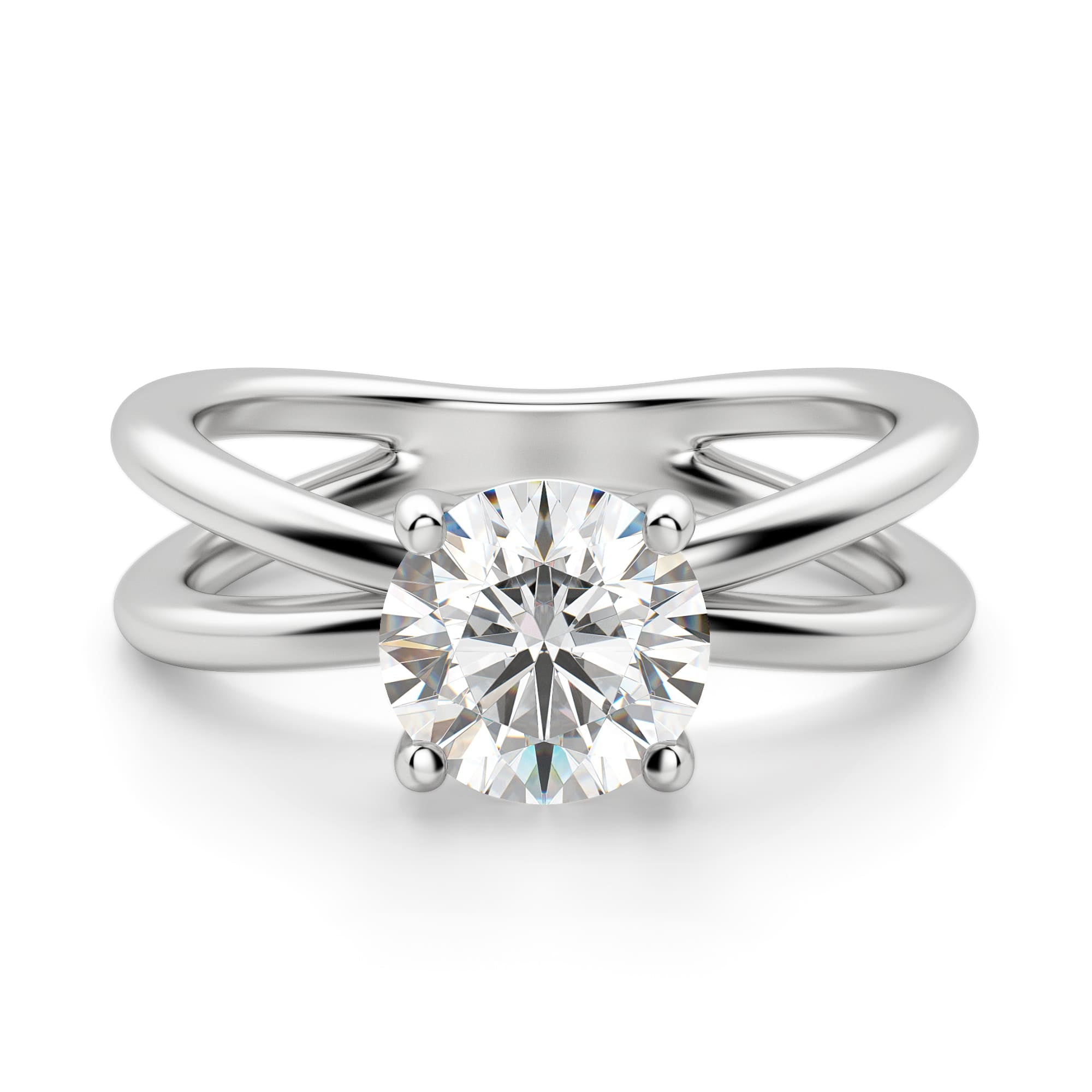 Split Band Round Cut Solitaire Engagement Ring