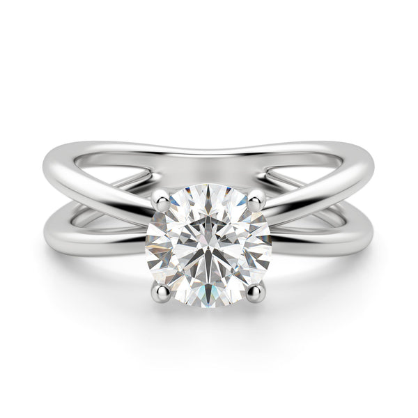 Round Cut Criss Cross Solitaire Moissanite Fancy Ring