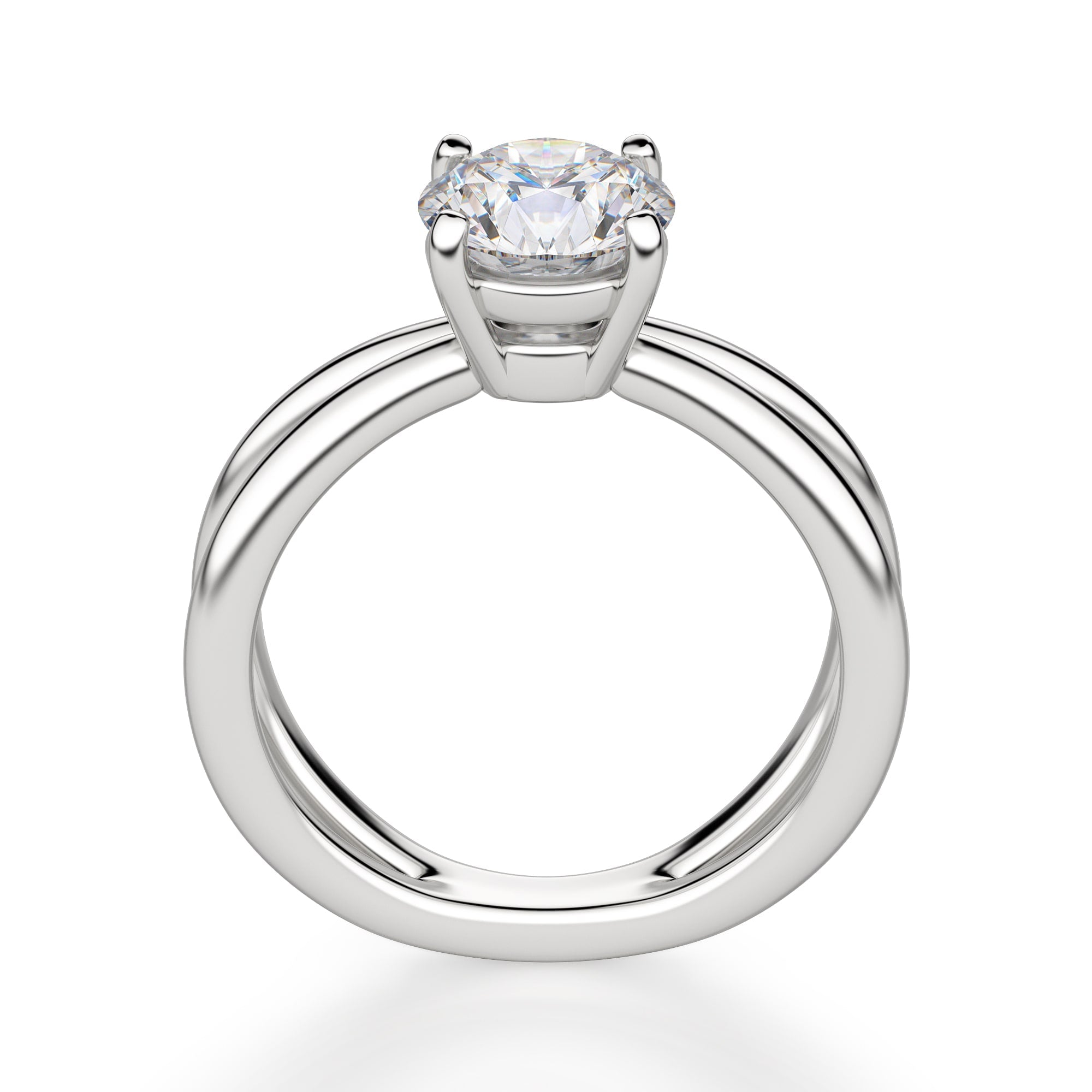 Split Band Round Cut Solitaire Engagement Ring