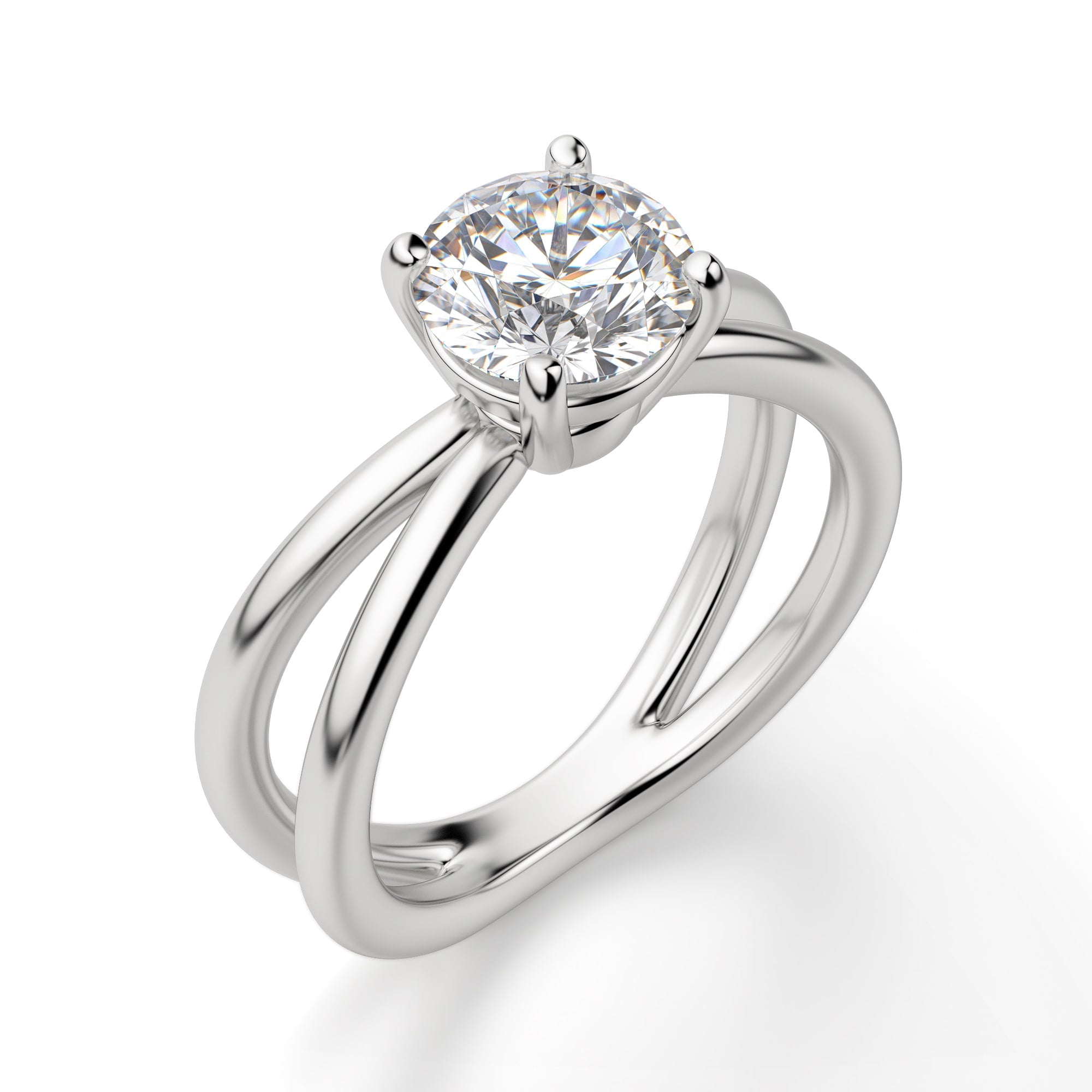 Split Band Round Cut Solitaire Engagement Ring