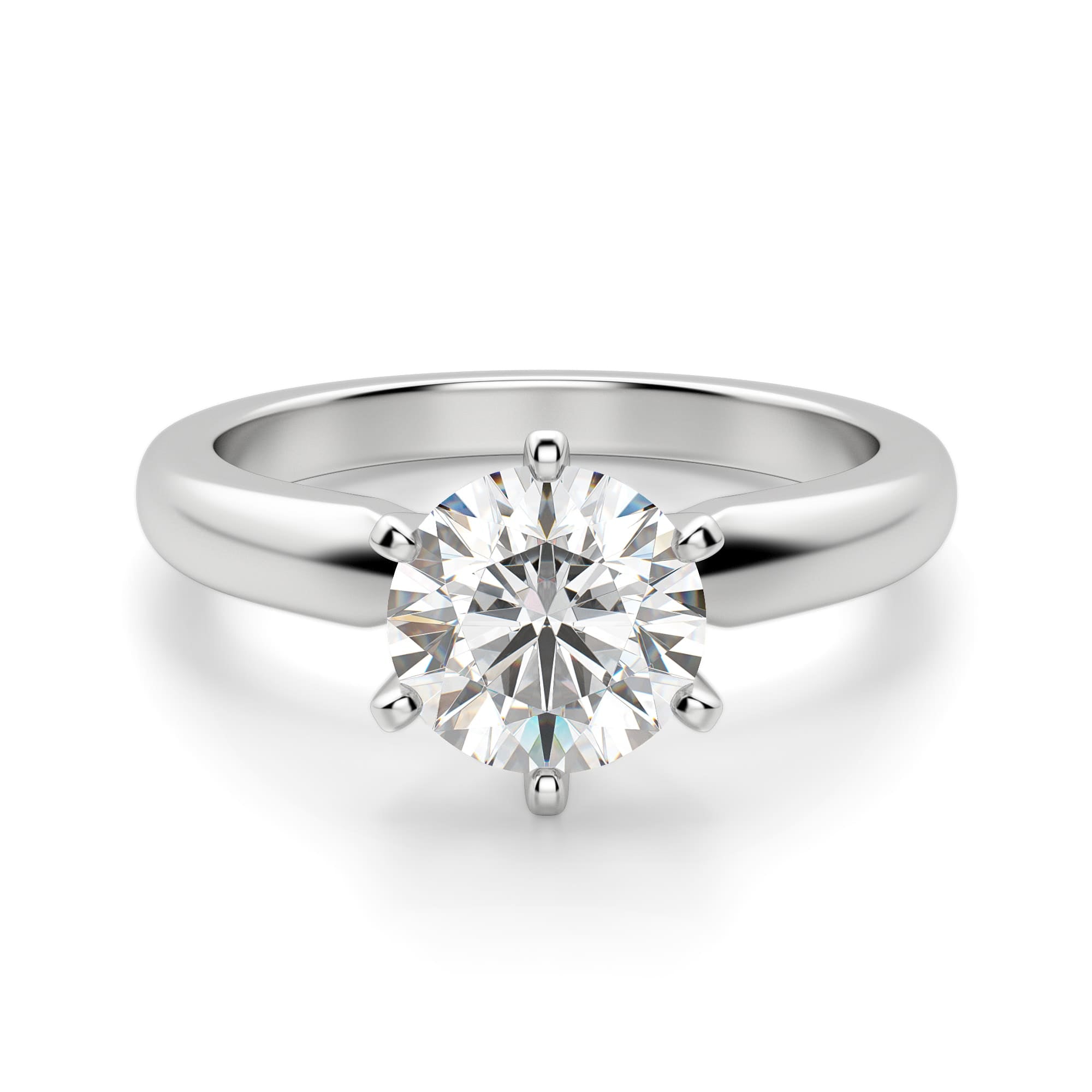 Six Prong Set Round Cut Solitaire Engagement Ring