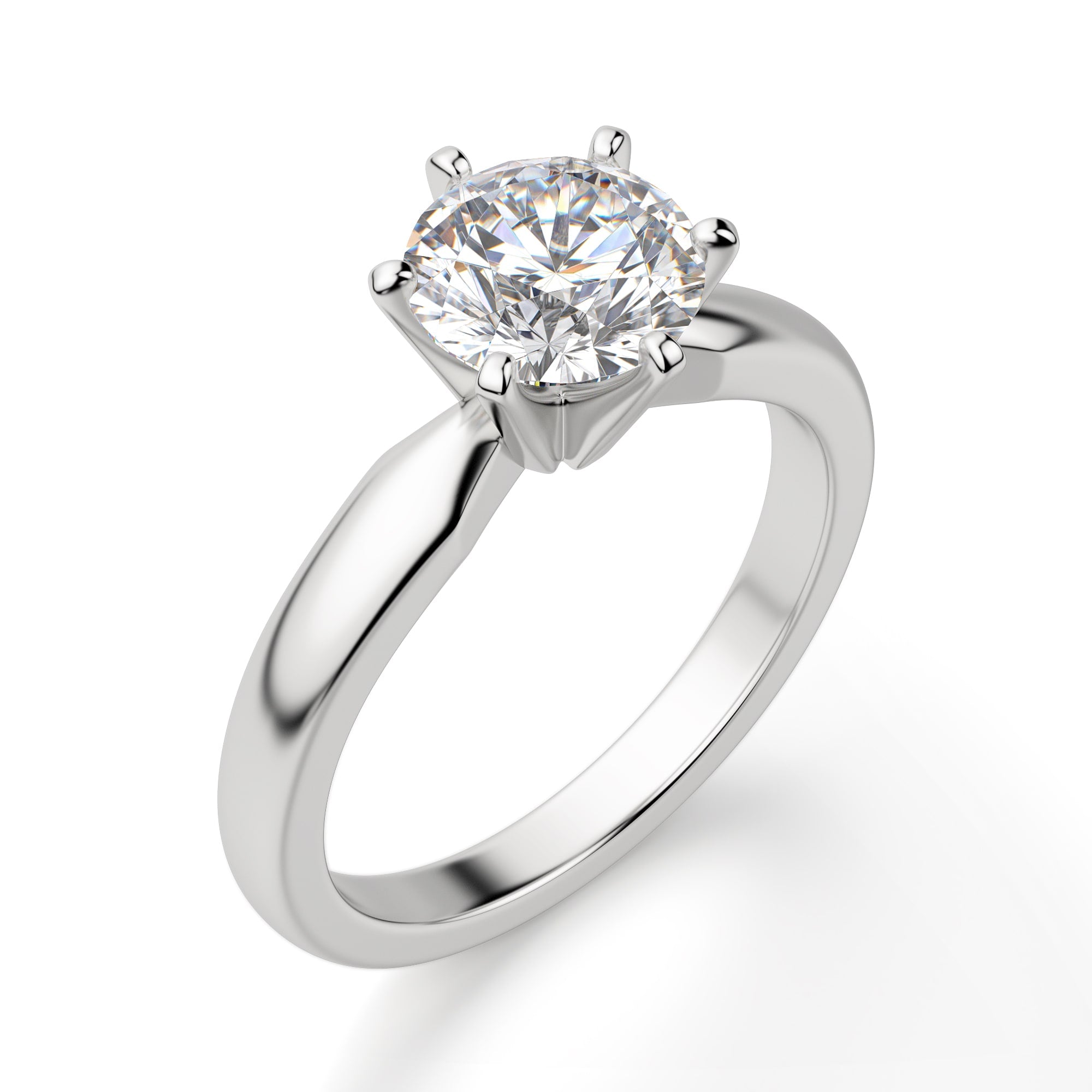 Six Prong Set Round Cut Solitaire Engagement Ring