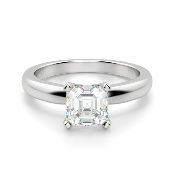 Asscher cut Solitaire Moissanite Engagement Ring