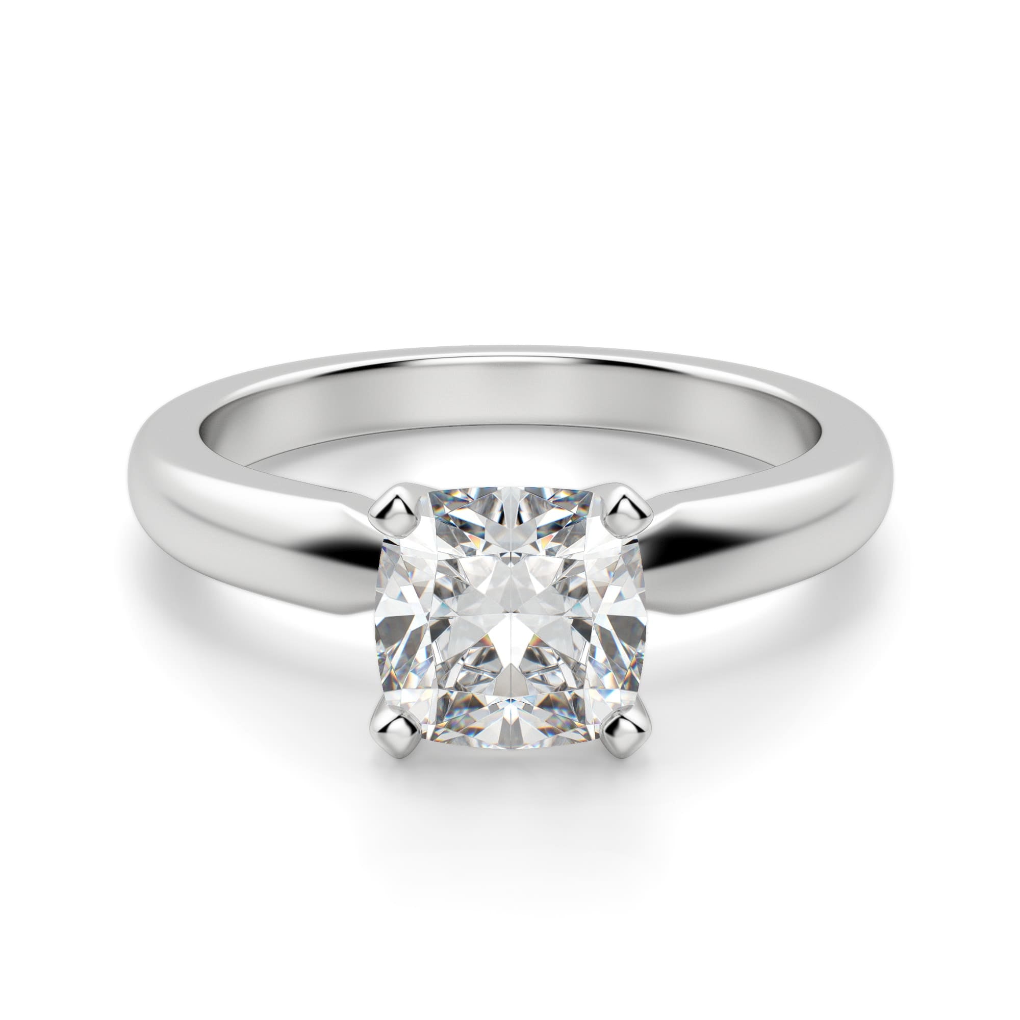 Solitaire Cushion Cut Engagement Rings