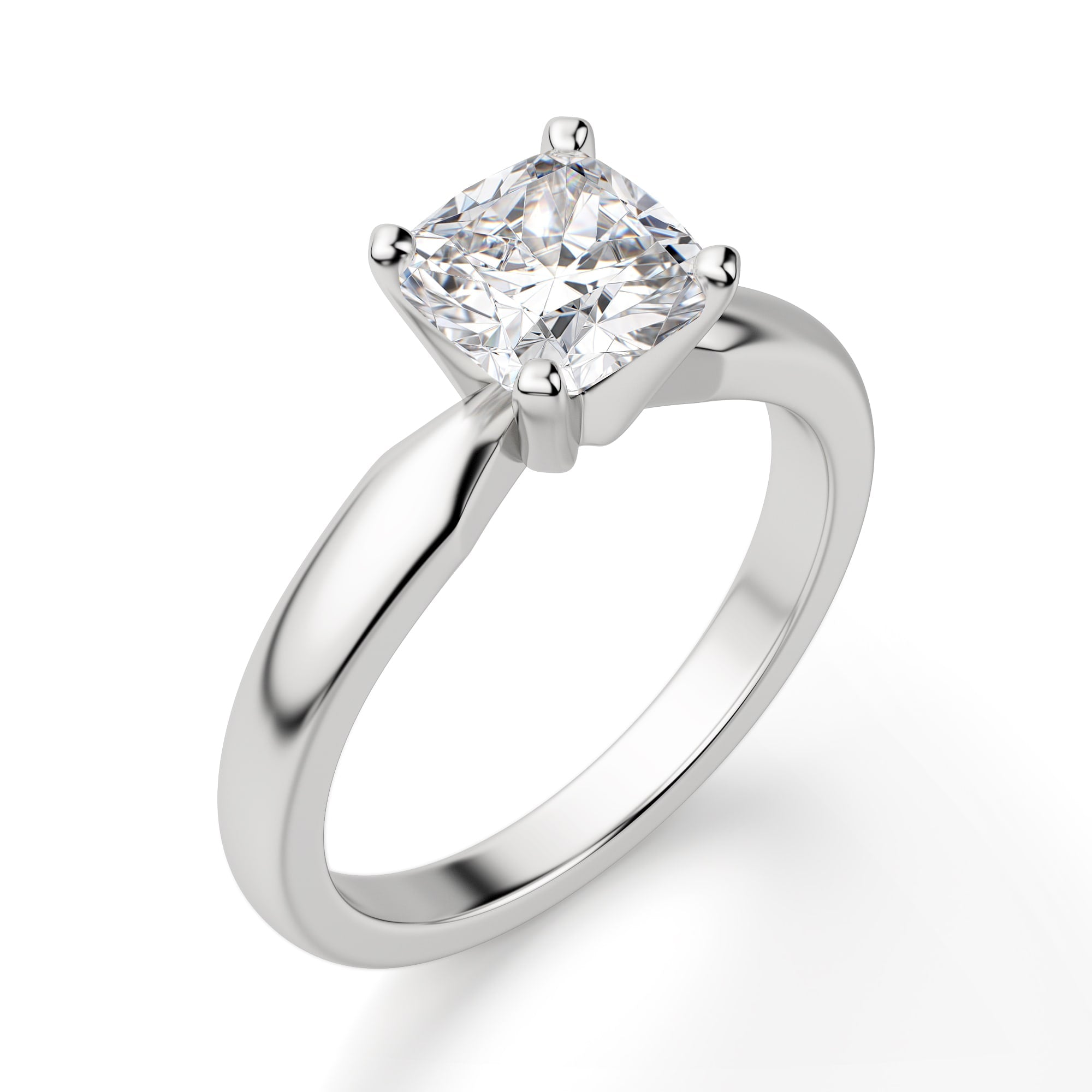 Solitaire Cushion Cut Engagement Rings