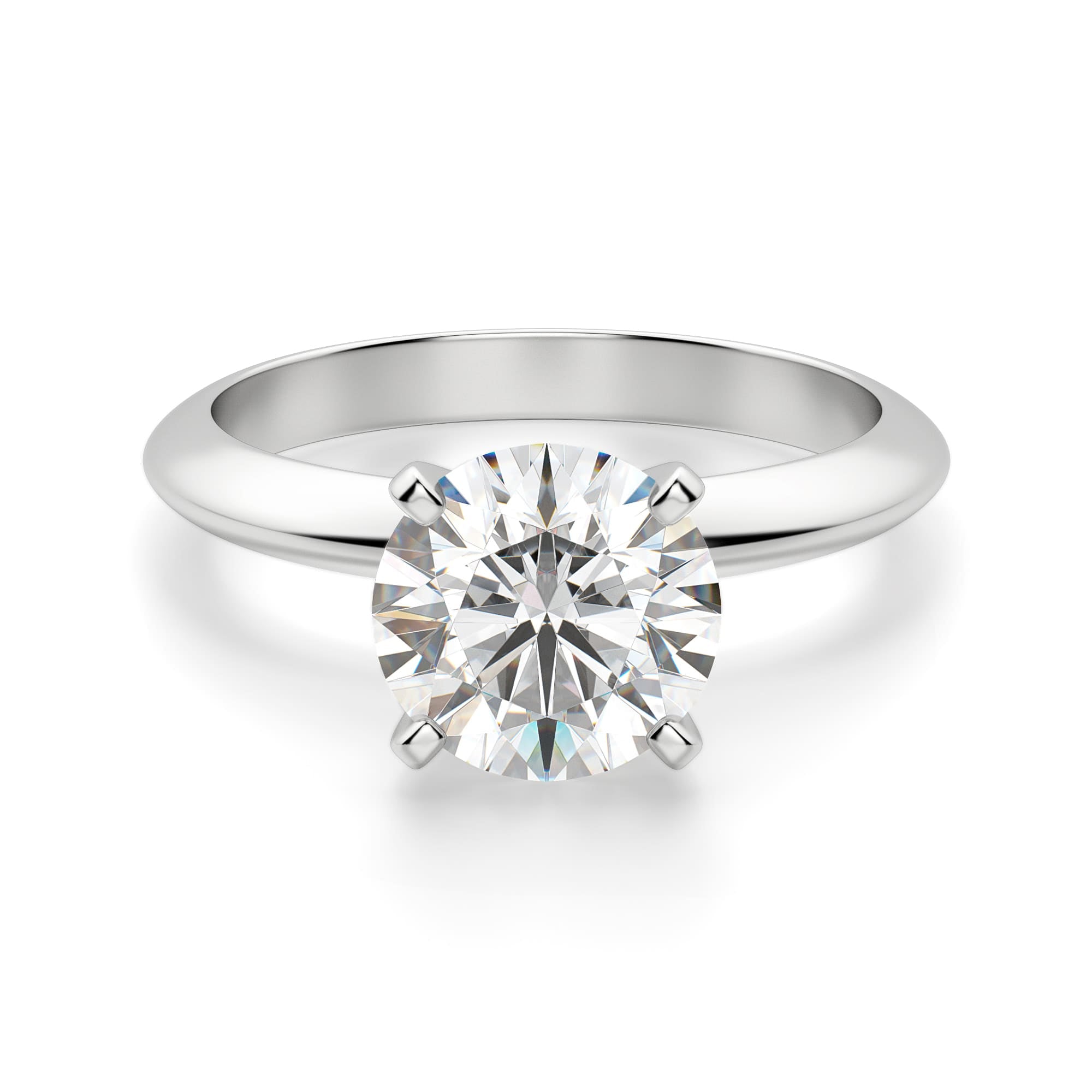 Knife Edge Round Cut Solitaire Engagement Ring