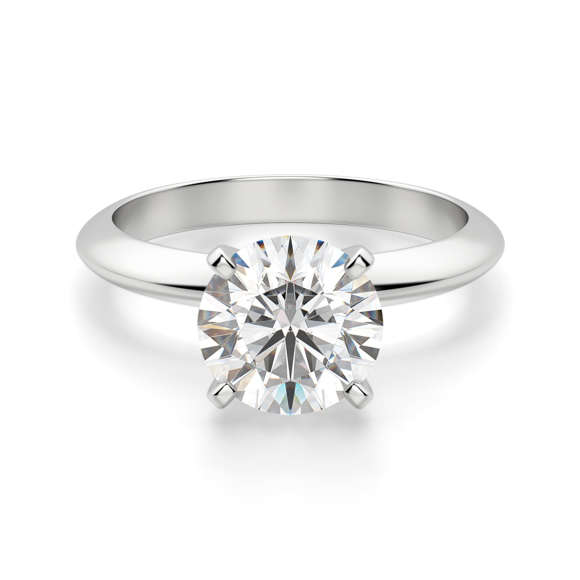 Knife Edge Round Cut Solitaire Moissanite Engagement Ring