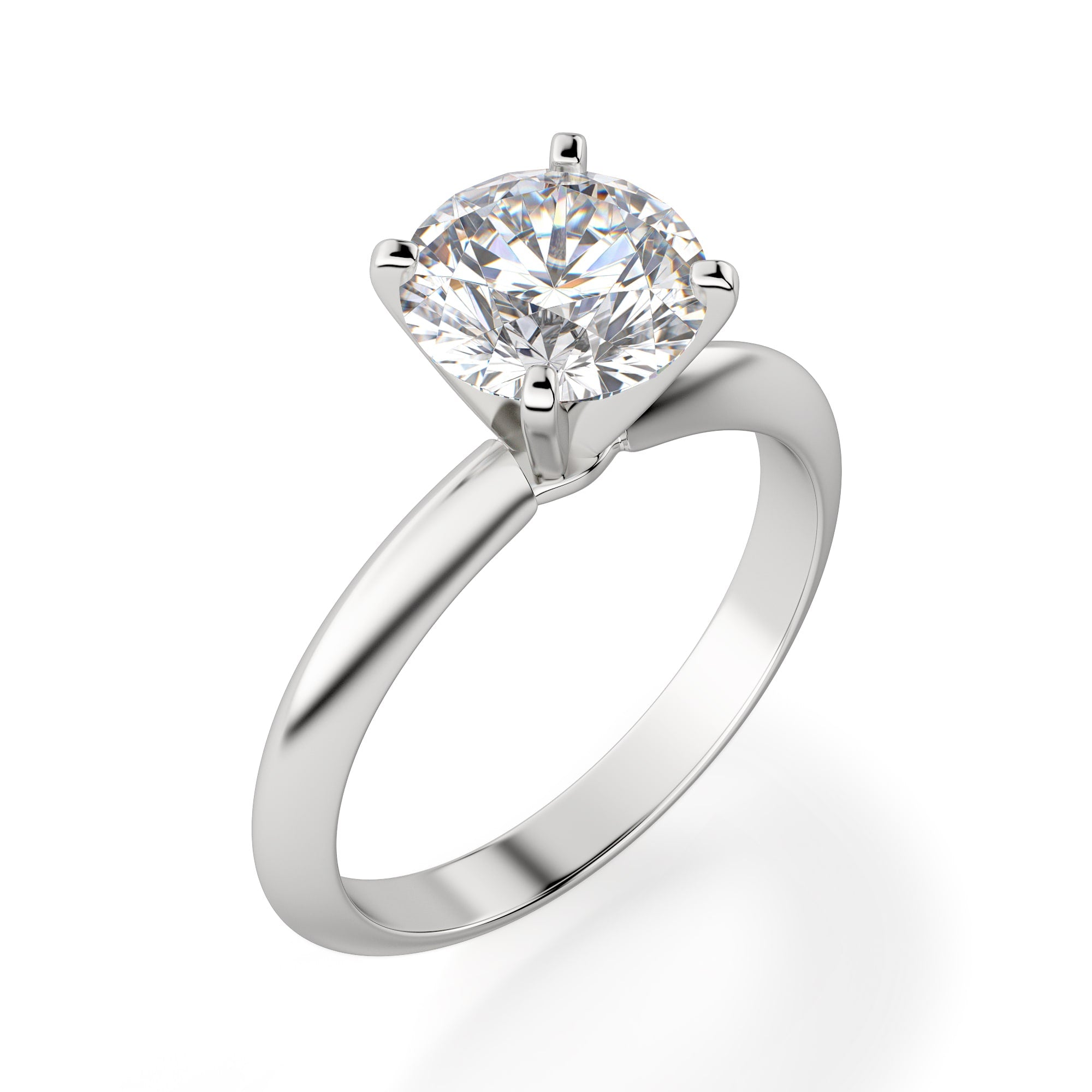 Knife Edge Round Cut Solitaire Moissanite Engagement Ring