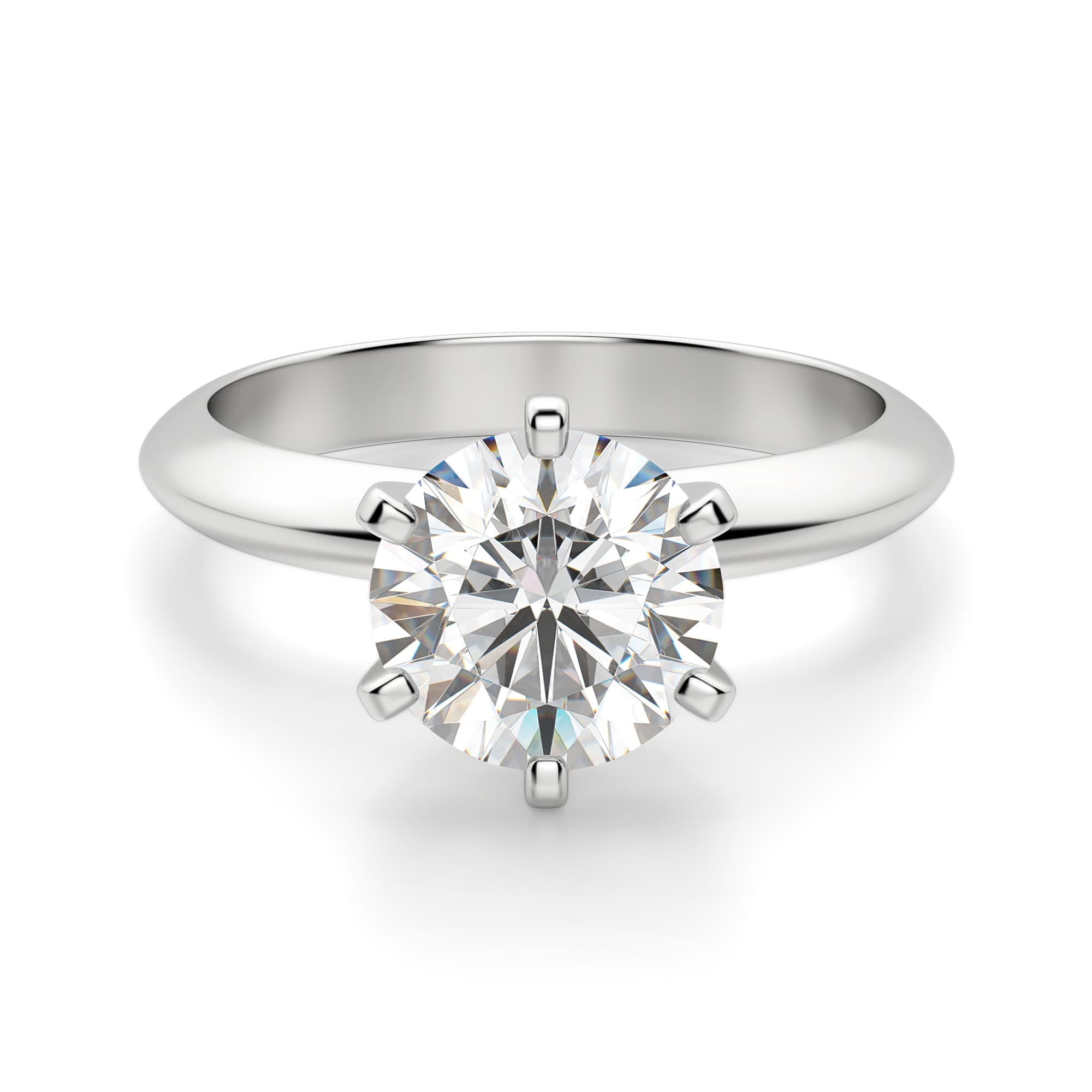 Knife Edge 6 Prong Round Cut Solitaire Engagement Ring