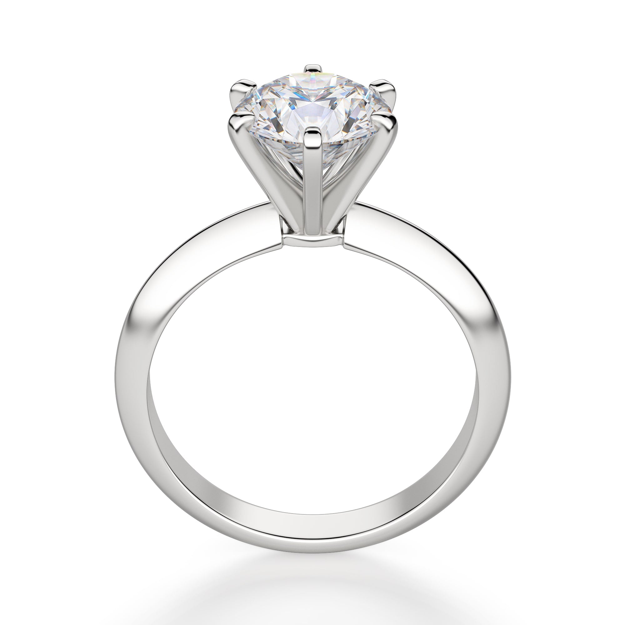 Knife Edge 6 Prong Round Cut Solitaire Engagement Ring