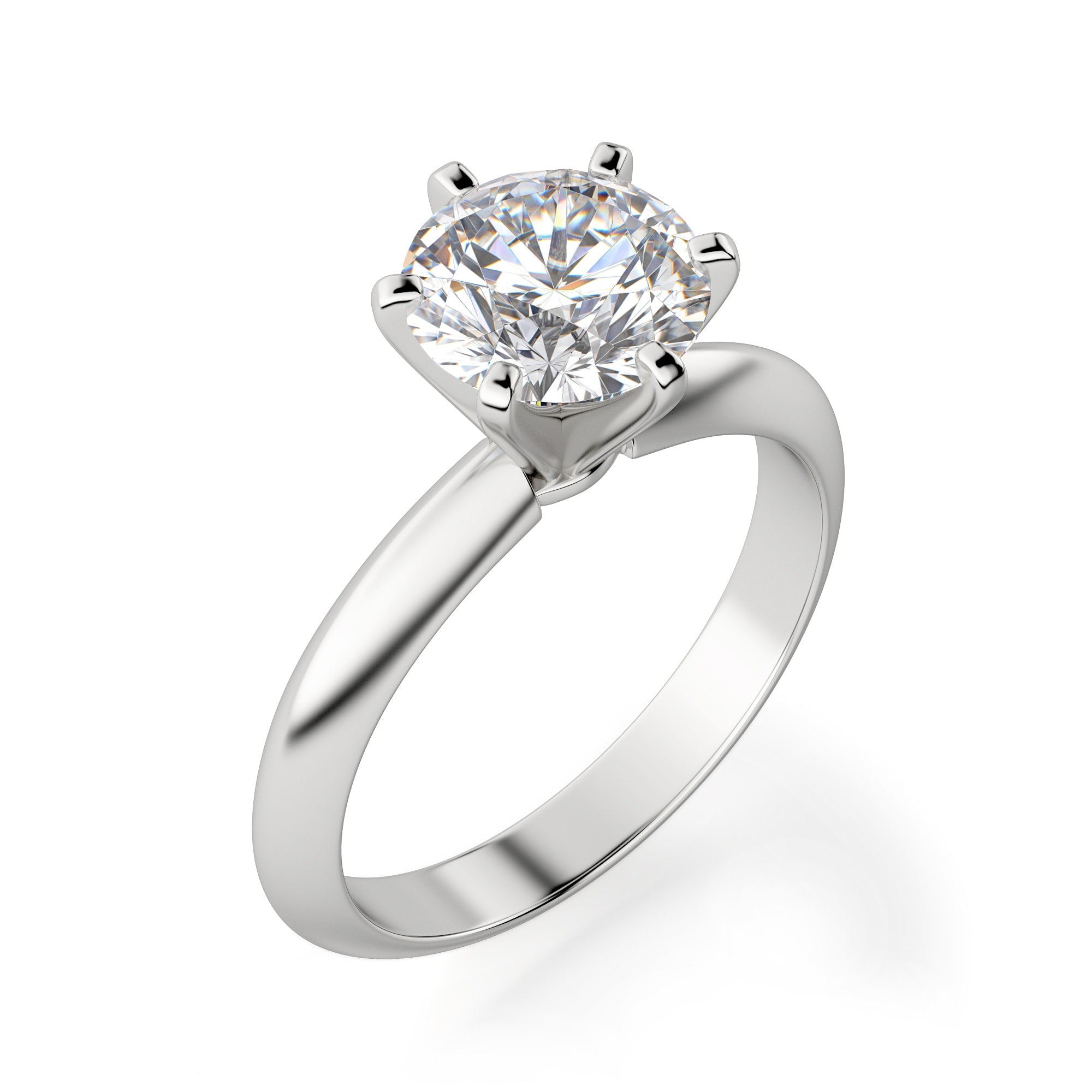 Knife Edge 6 Prong Round Cut Solitaire Engagement Ring