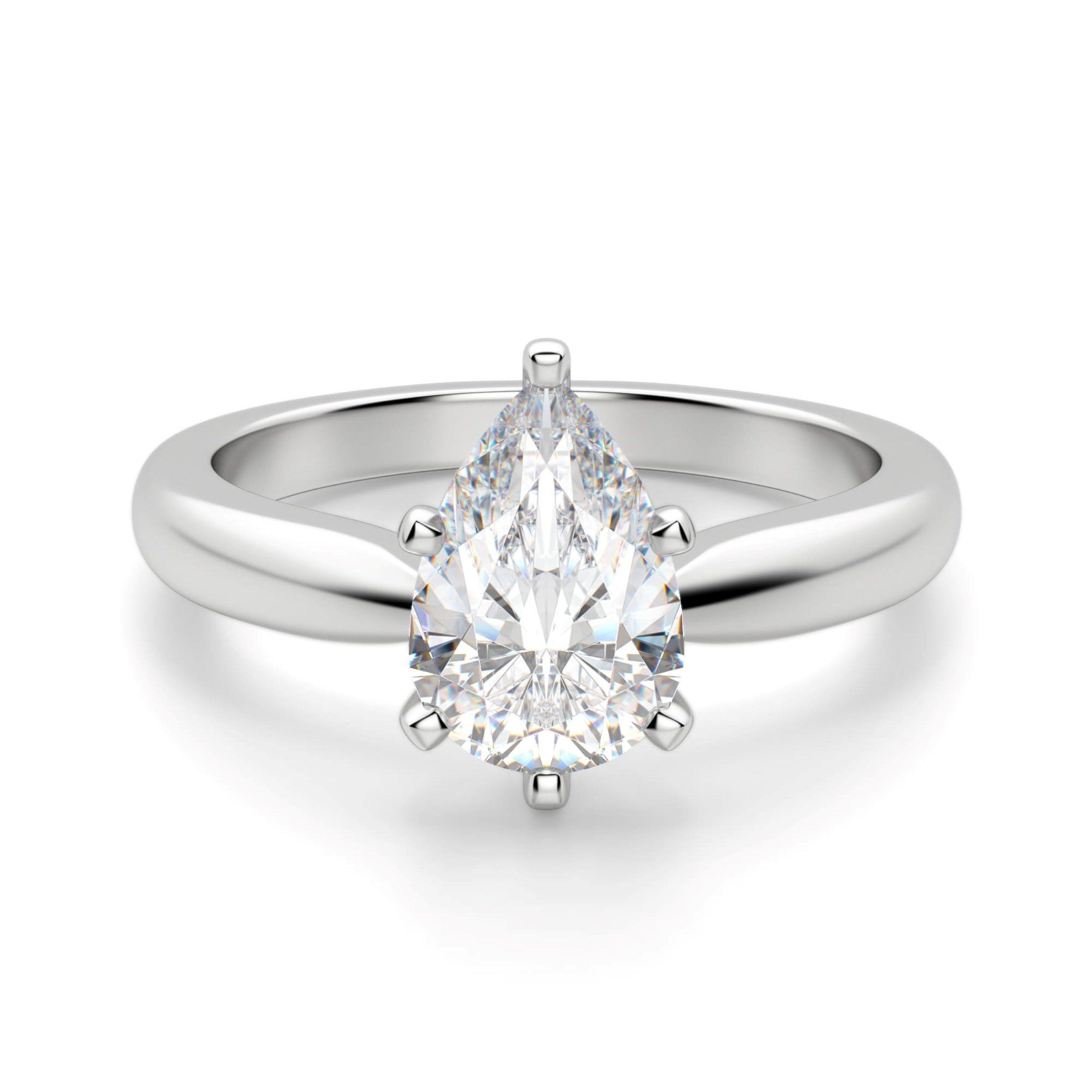 Six Prong Set Pear Cut Solitaire Ring