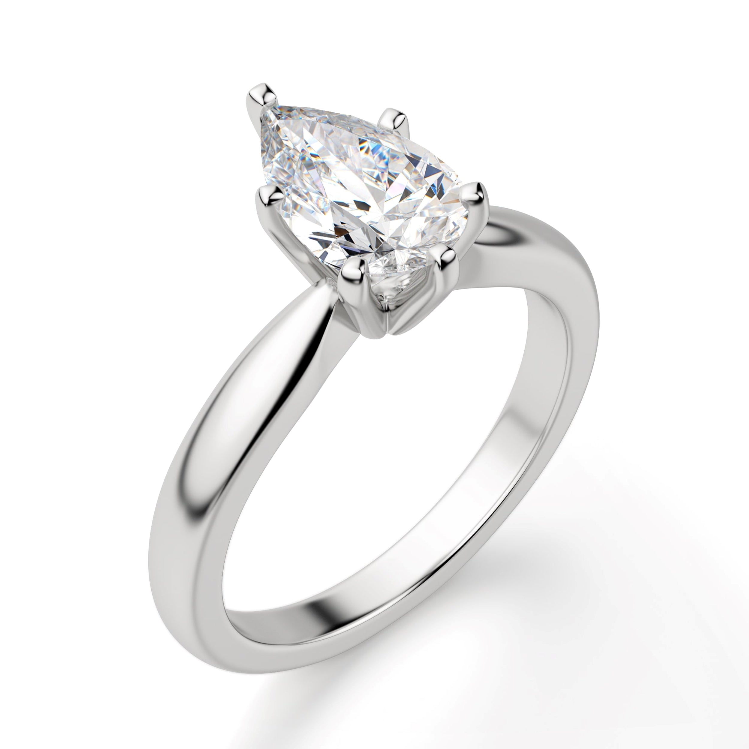 Six Prong Set Pear Cut Solitaire Ring